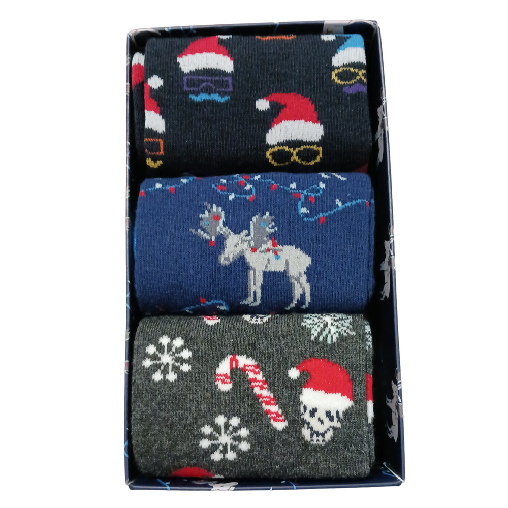 PX Holiday Novelty Crew Socks 3-Pair Gift Box Unisex Shoe Sz 7–12 – New